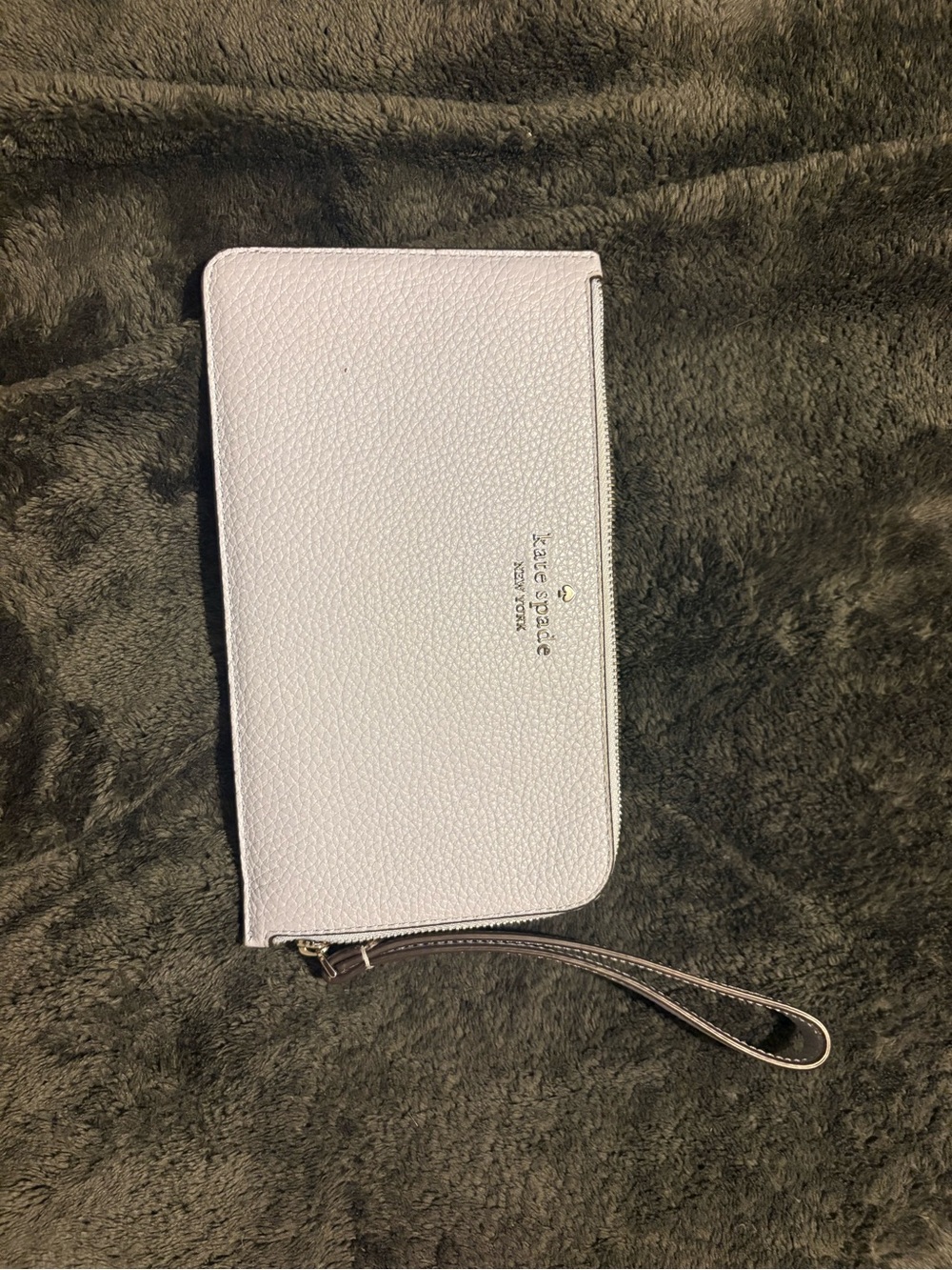 kate spade Pebbled Leather Wristlet Clutch in Pale purple